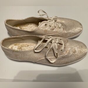 Rifle Paper Co Keds White and Gold Flower Sneakers